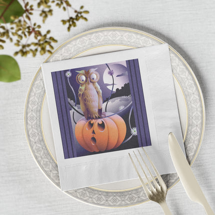 The Startled Pumpkin White Coined Napkins