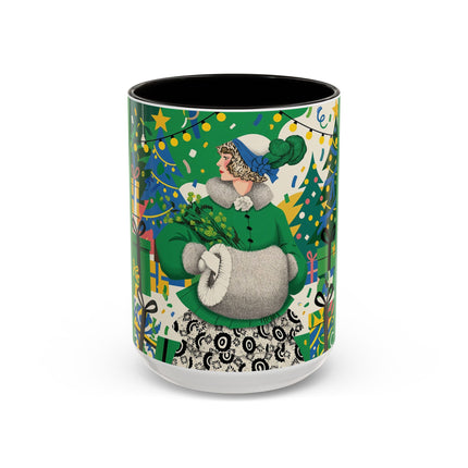 🍀🎄 The Emerald Holly Christmas Colorful Mug – Art Deco Holiday Elegance