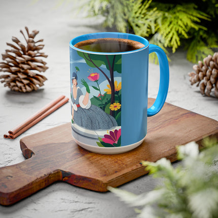 The Lady Of The Secret Garden Colorful Mugs – Art Deco Botanical Elegance