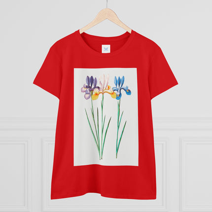 Women's Blue Iris Print Midweight Cotton Tee