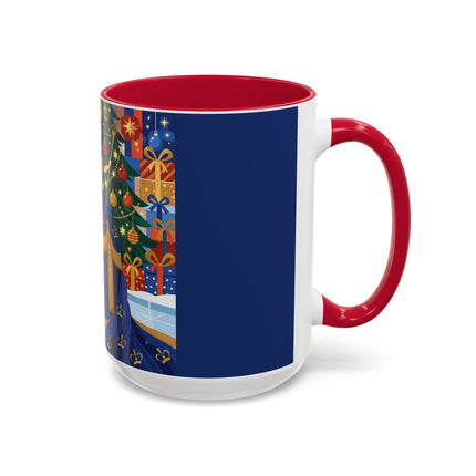 👑🎄 The Christmas Queen Of Golden Bells Colorful Mug – Art Deco Holiday Elegance