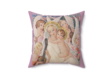 Madonna with Child Surrounded by Musical Angels by Gerda Wegener Spun Polyester Square Pillow