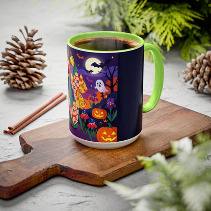 🌙🎃 The Moonlit Garden Masquerade Colorful Mug – Floral Halloween Charm