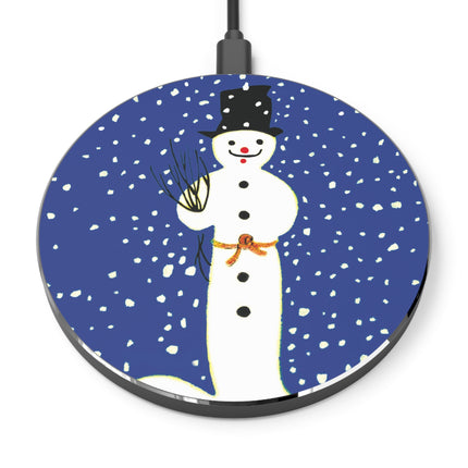 Snowman in Falling Snow Wireless Charger