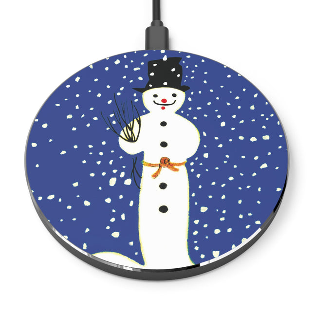 Snowman in Falling Snow Wireless Charger