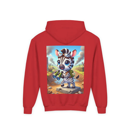 Zebra Lookout Youth Hooded Sweatshirt – Adventure, Curiosity & Explorer Spirit
