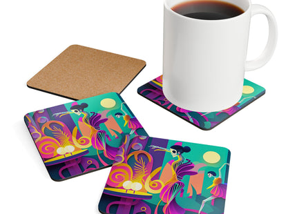 Dance of the Skeleton Ballerinas Corkwood Coaster Set
