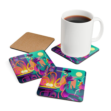Dance of the Skeleton Ballerinas Corkwood Coaster Set