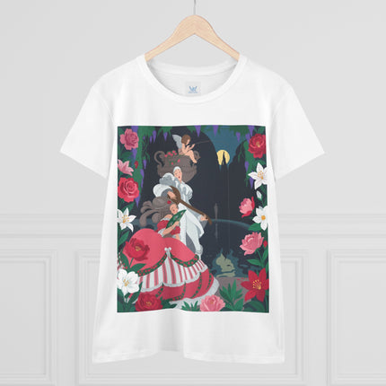 🌹🎶 The Midnight Garden Serenade Cotton Tee – Art Deco Romantic Fantasy