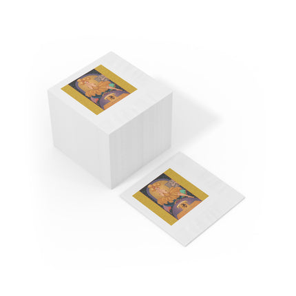 November & Topaz Zodiac White Coined Napkins
