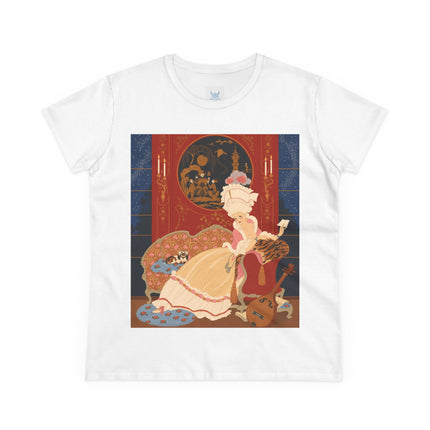 🎼🐈 The Lady Of The Midnight Salon Cotton Tee – Art Deco Fashion Illustration
