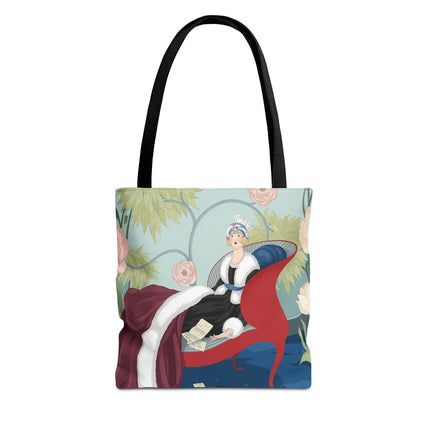 💌🌸 The Lady Of The Secret Letters Tote Bag – Art Deco Floral Elegance