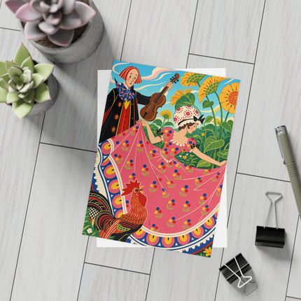🎻🐓 The Garden Serenade Postcards With Envelopes – Art Deco Folk Whimsy