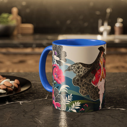 🌸🎀 The Pink Lace Garden Promenade Colorful Mug – Art Deco Fashion Elegance