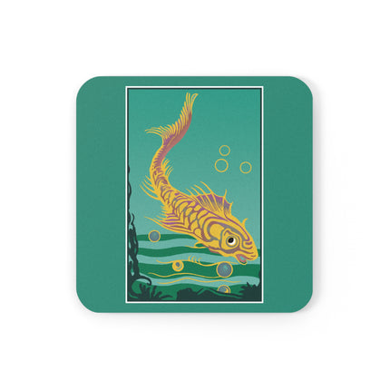 Golden Serenity Cork Back Coaster