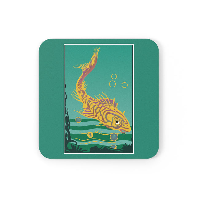Golden Serenity Cork Back Coaster