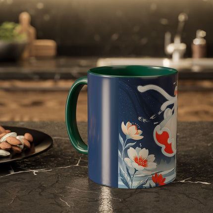 ❄️⛸️ The Winter Skater’s Flight Colorful Mug – Art Deco Floral Fantasy