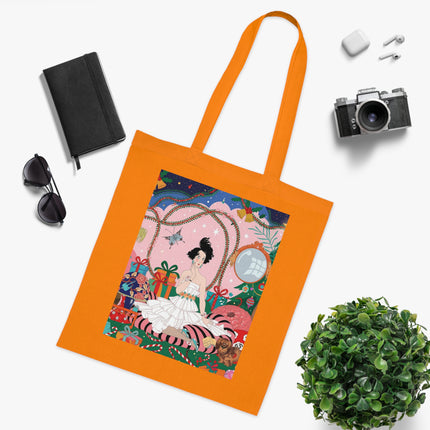 🎄🌹 Christmas Morning In The Rose Parlor Cotton Tote Bag – Art Deco Holiday Romance