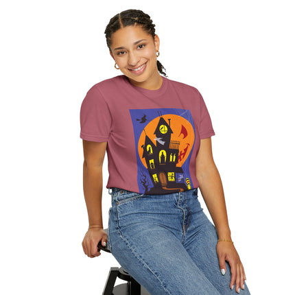 Halloween Night at the Haunted House Unisex Garment-Dyed T-shirt