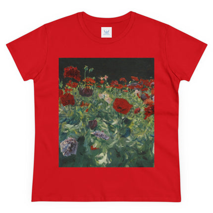 Poppies (A Study of Poppies for Carnation, Lily, Lily, Rose) by John Singer Sargent Women's Midweight Cotton Tee