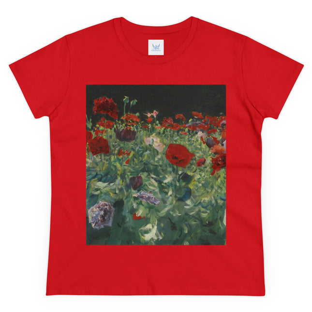 Poppies (A Study of Poppies for Carnation, Lily, Lily, Rose) by John Singer Sargent Women's Midweight Cotton Tee