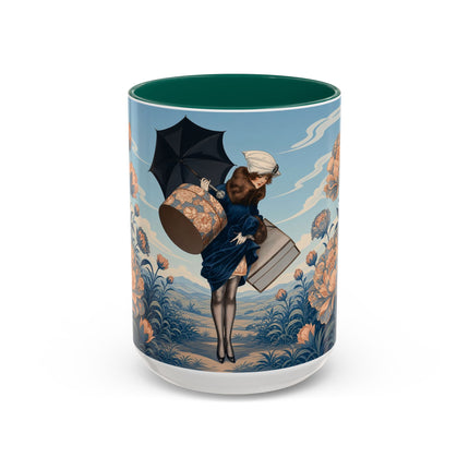 ☔🌸 The Grand Floral Journey Colorful Mug – Art Deco Travel Elegance