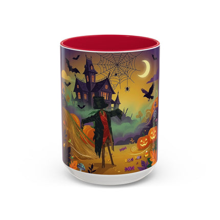 🌙🎃 The Scarecrow Of Haunted Hollow Colorful Mug – Whimsical Halloween Mystery
