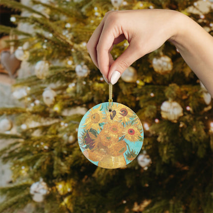 Vase with Twelve Sunflowers by Vincent Van Gogh Glass Ornament