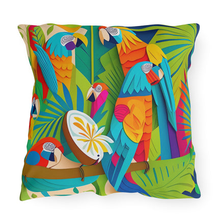 Colorful Macaws Outdoor Pillows