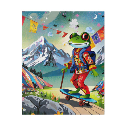 Skateboarding Frog Matte Canvas, Stretched, 0.75"