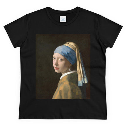 Girl with a Pearl Earring by Johannes Vermeer Women's Midweight Cotton Tee