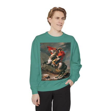 Napoleon Crossing the Alps by Jacques-Louis David Unisex Garment-Dyed Sweatshirt
