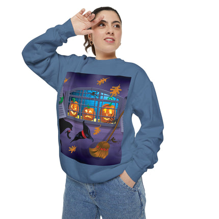 Whimsical Halloween Mischief Unisex Garment-Dyed Sweatshirt
