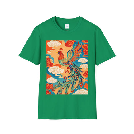 🐦🌞 The Celestial Phoenix Softstyle T-Shirt – Golden Clouds & Mythical Splendor