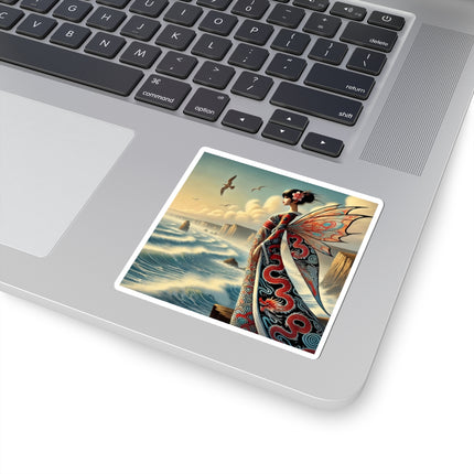 🌊🧚 Coastal Fairy Kiss-Cut Sticker – Serene Grace & Oceanic Magic