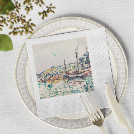 Concarneau by Paul Signac White Coined Napkins