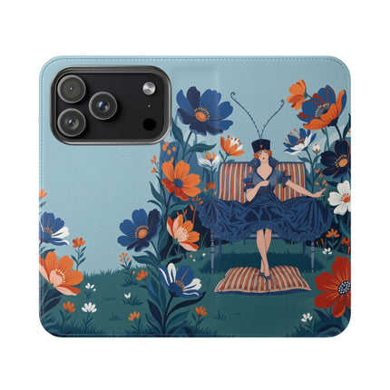🌺🎩 The Lady Of The Grand Flower Garden Flip Case – Art Deco Floral Fantasy