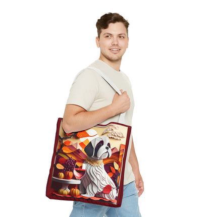 Shih Tzu at an Autumn Wine Tasting Tote Bag (AOP)