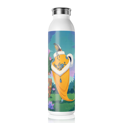 🌺💛 The Golden Garden Empress Slim Water Bottle – Art Deco Floral Elegance