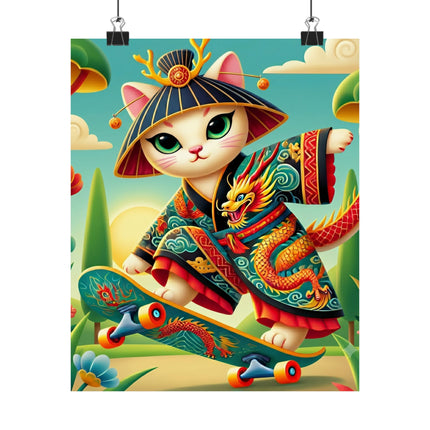 🐉🛹 Dragon Dance on Wheels Matte Vertical Poster – Adventure, Style & Dragon Spirit