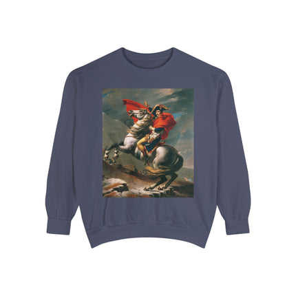 Napoleon Crossing the Alps by Jacques-Louis David Unisex Garment-Dyed Sweatshirt