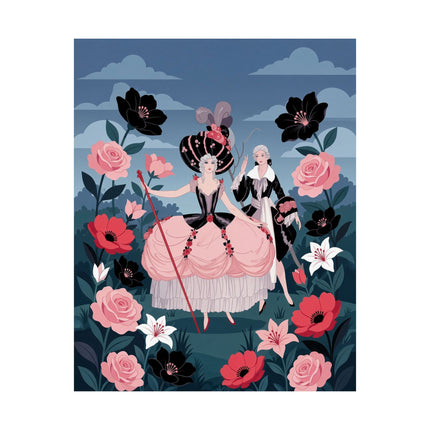 🌹🎀 The Lady Of The Grand Floral Masquerade Matte Vertical Poster – Art Deco Fashion Whimsy