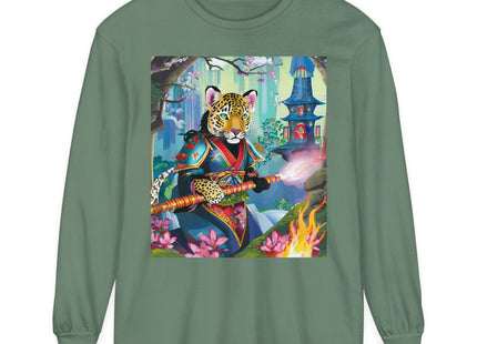 Cyberpunk Leopard Garment-dyed Long Sleeve T-Shirt
