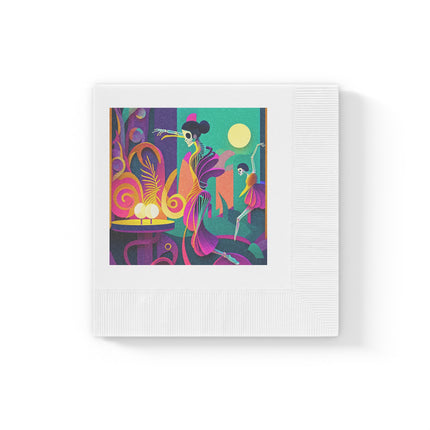 Dance of the Skeleton Ballerinas White Coined Napkins
