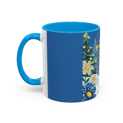 💙🌼 The Bluebell Christmas Promenade Colorful Mug – Art Deco Holiday Fantasy