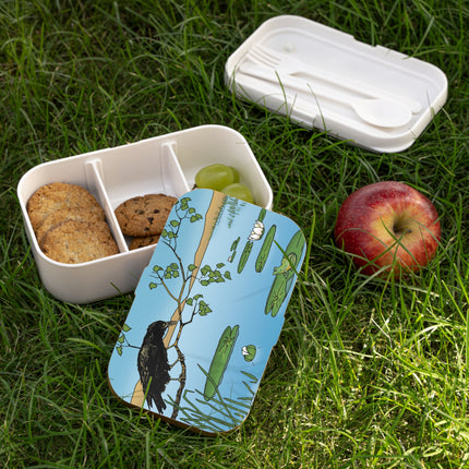 The Crow, The Frog, And The Lily Pond Bento Lunch Box