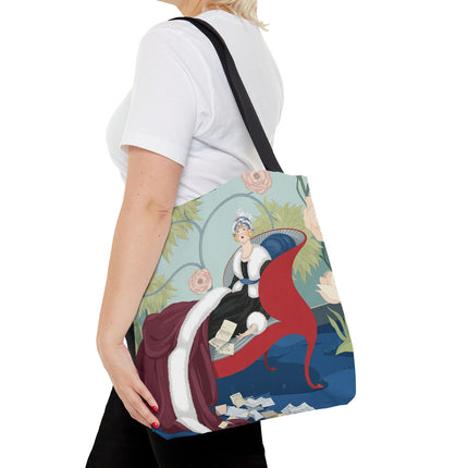 💌🌸 The Lady Of The Secret Letters Tote Bag – Art Deco Floral Elegance
