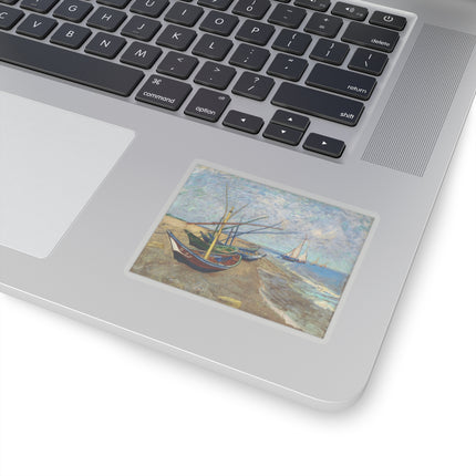 Fishing Boats on the Beach at Saintes-Maries by Vincent Van Gogh Kiss-Cut Stickers (4 Sizes)