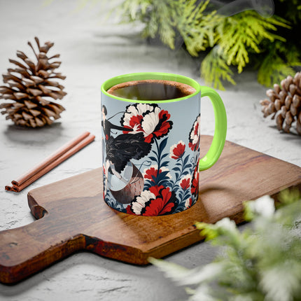 ❤️🌺 The Scarlet Blossom Dancer Colorful Mug – Art Deco Fashion Whimsy