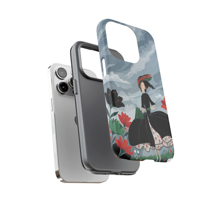 🌧️🌺 The Stormy Flower Walk Phone Case – Art Deco Floral Fashion